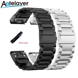 Pulseira de relógio de aço inoxidável para Garmin Fenix, liberação rápida, pulseira de metal sólido, 8X, 7X, 7, 7S, 6S, 6X, 6 Pro, 5X, 5, 5S, 3HR, 20 milímetros, 22 milímetros, 26 milímetros