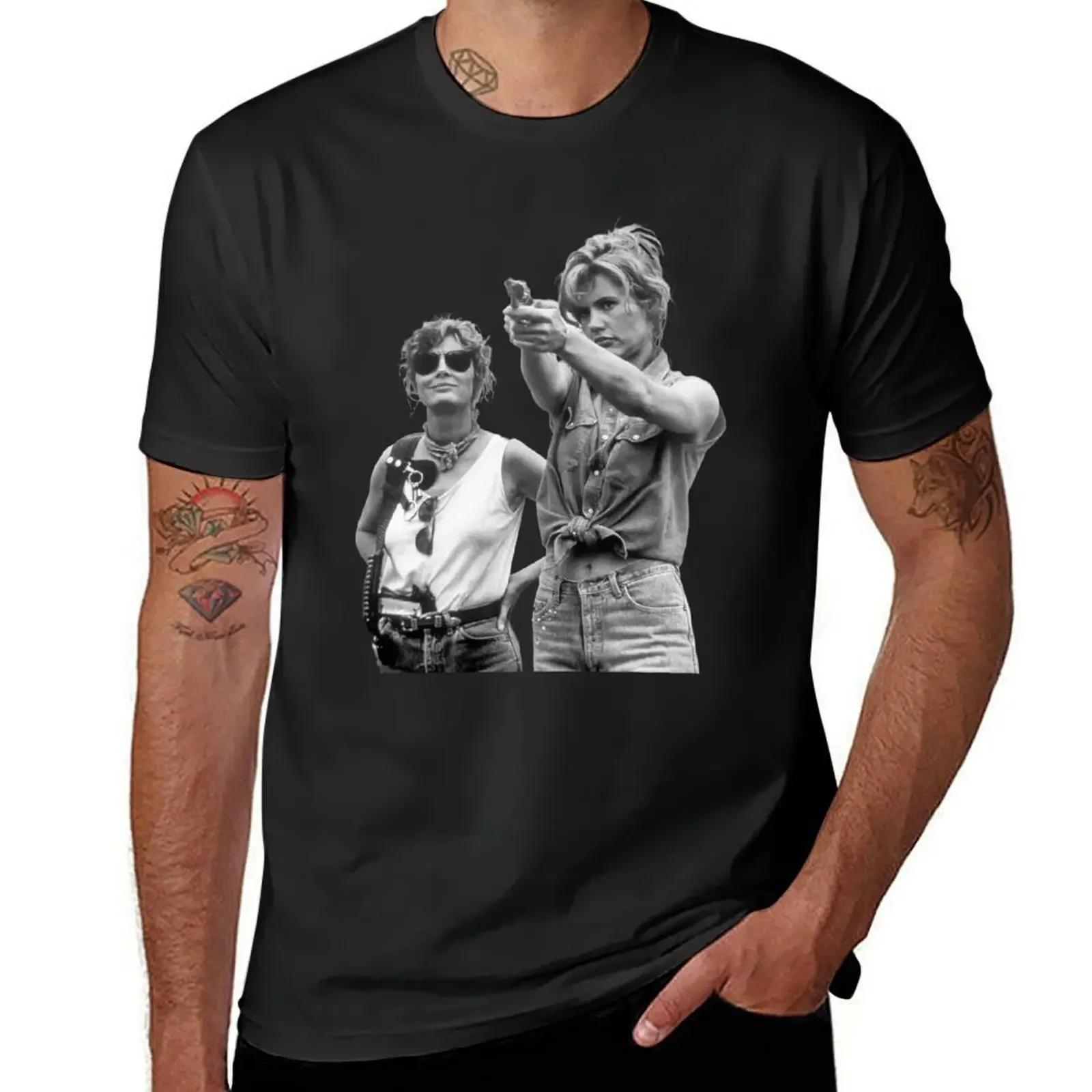 Thelma and Louise t shirt movie geena davis susan sarandon T-Shirt blue archive tees cotton t shirt men