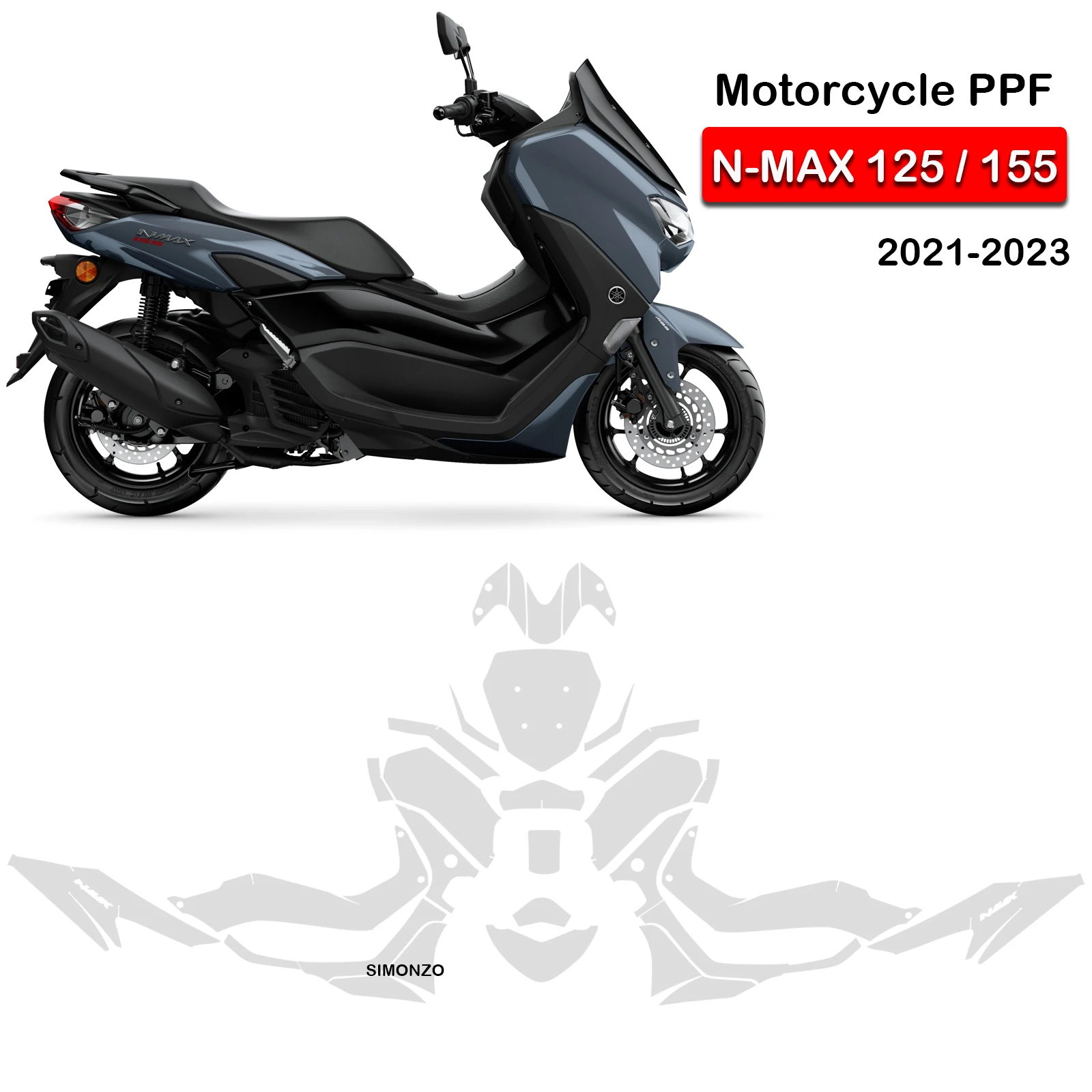 For YAMAHA NMAX 155 Paint Protection Film N-MAX 125 PPF Fairing Protection TPU Anti-scratch Protection Film 2021-2023