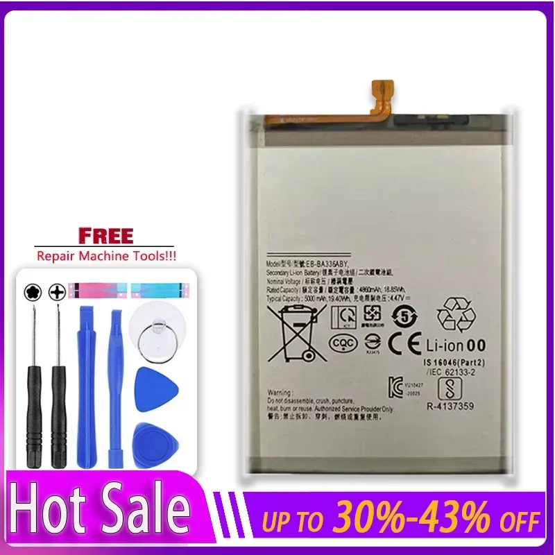 

Внешняя Аккумуляторная Батарея ykaisсеребристая 5000 мАч для Samsung Galaxy A53 EB-BA336ABY A5360 A33