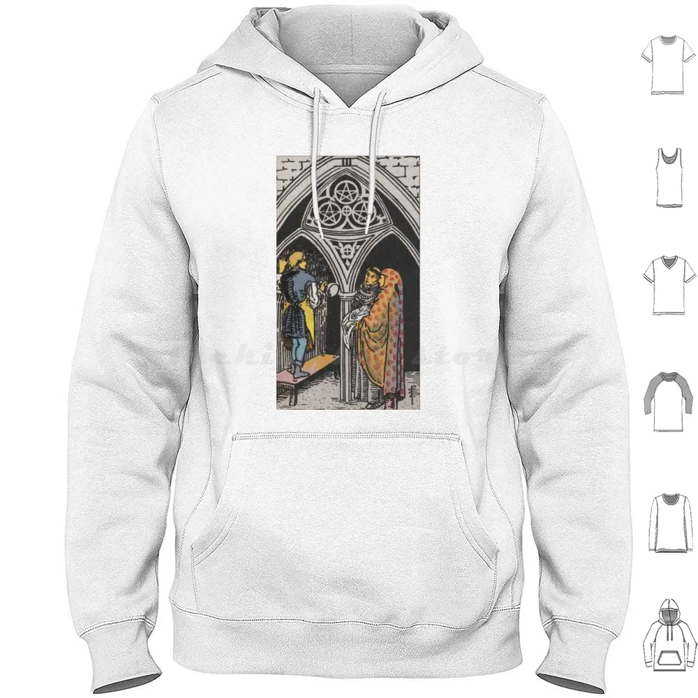 Rider-Waite Tarot, tres de pentáculos Sudadera con capucha de algodón de manga larga Rider Waite blanco Tres 3 Tres de pentáculos Pentacles