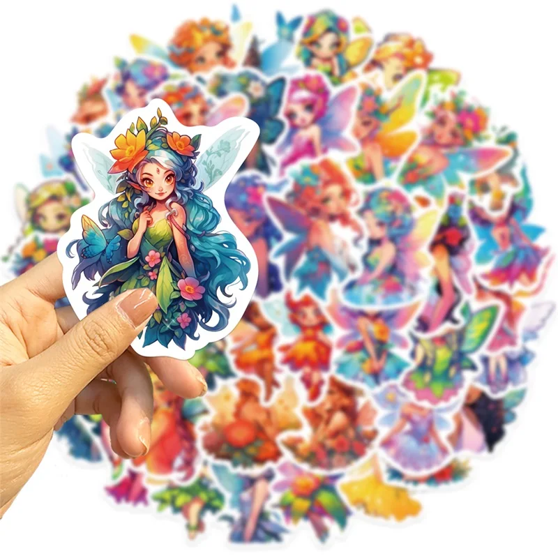 10/30/50PCS Cartoon Flower Fairy PVC Sticker Aesthetic DIY Korean Stationery Decoration Scrapbooking School Supplies for Kids