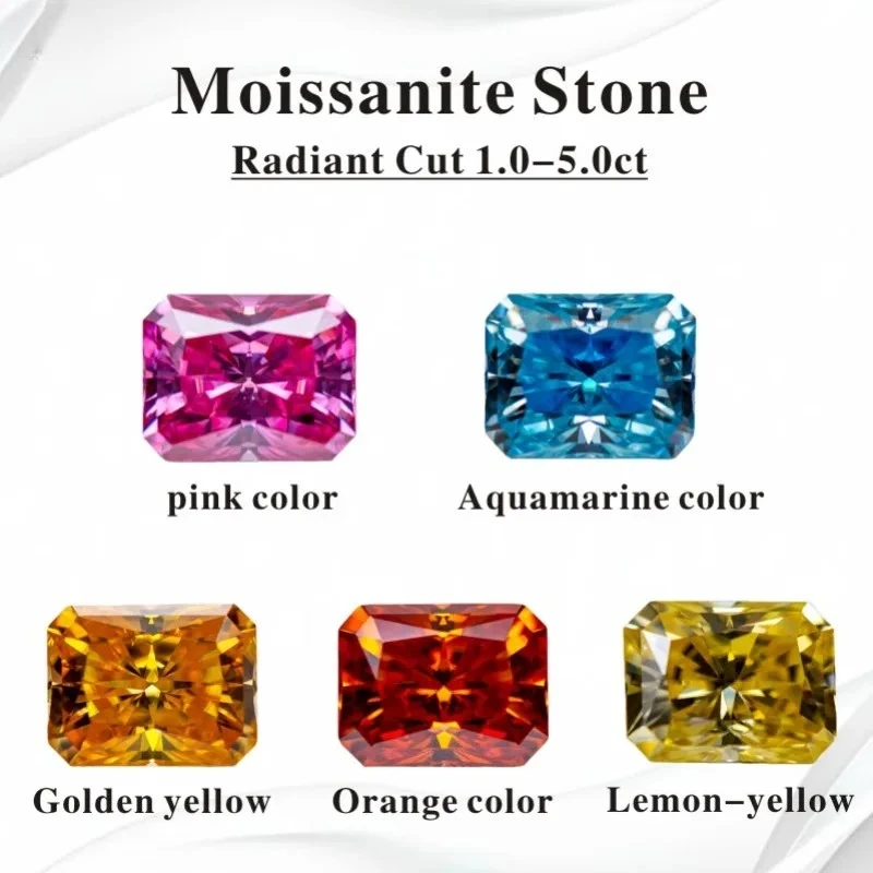 

Moissanite Stone Radiant Shape VVS1 Combination chain Charms Beads with GRA Certificate for Advanced Jewelry Making Material