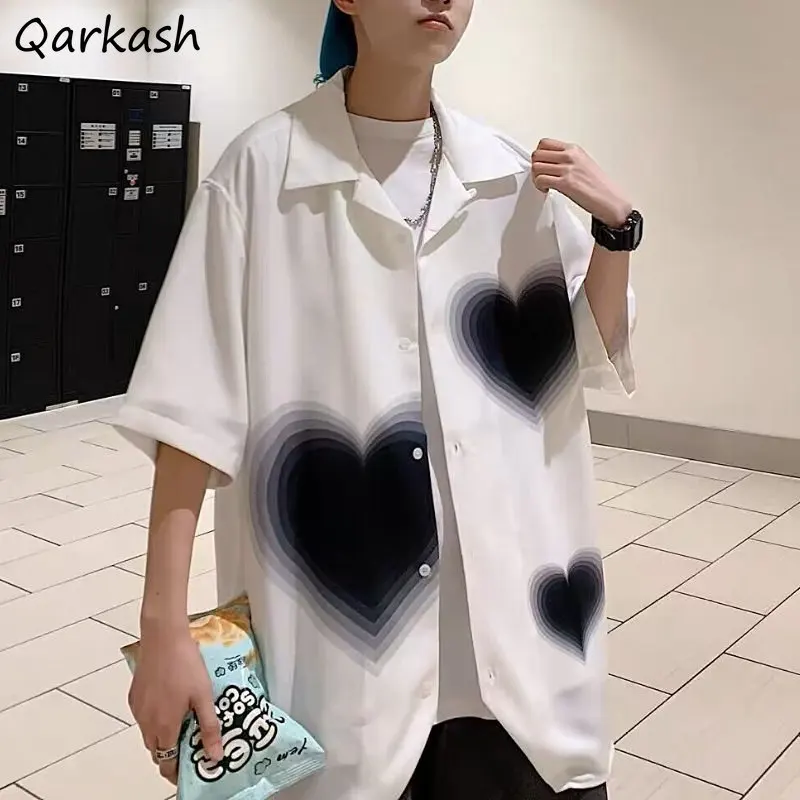 

Shirts Women Love Gradient Printed Personality Streetwear Leisure Summer Female Baggy Harajuku Popular Korean Style All-match