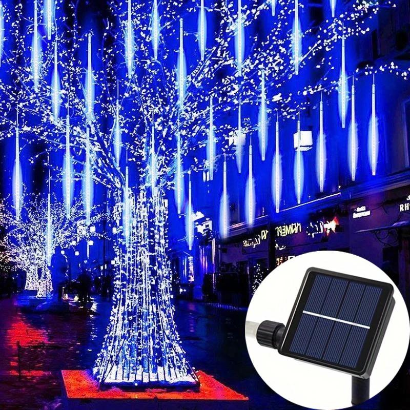 

Christmas Tree Decor 50/30cm Solar Meteor Shower LED Fairy String Lights Wedding Party Outdoor Garden Decoration Street Garland