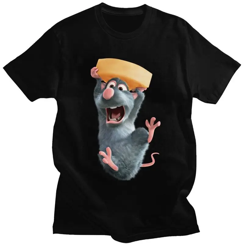 Custom Ratatouille Film Animation Tshirts for Men Short Sleeves Casual T Shirt Cool T-shirts Slim Fit 100% Cotton Tee Gift