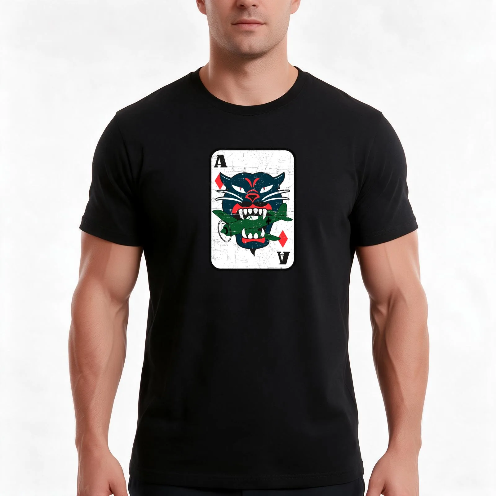 P-47D Thunderbolt - Lt Cecil O. Dean - Nose Art - 317th FS/325th FG Grunge Style T-Shirt Summer Casual Cotton Tee 100% Cotton