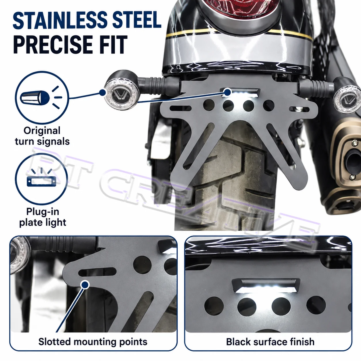 Upward Moved Rear License Plate Bracket Short Tail Fit VOGE CU625 625CU