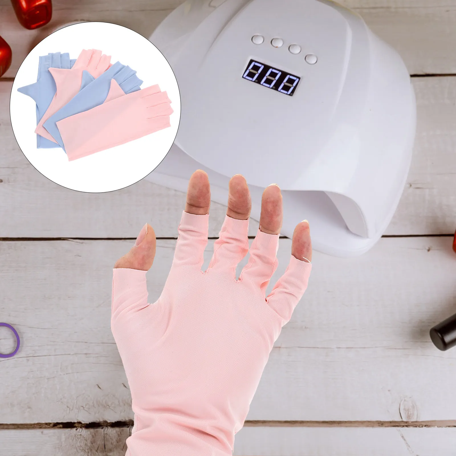

2Pairs Nail Protection Gloves Uv Blocking Gel Manicure Gloves Comfortable Washable Reusable for Nail Lamps Outdoor Activities