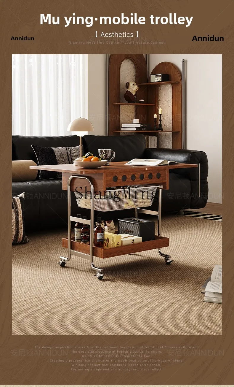 CL abnehmbarer Couchtisch, multifunktionaler Aufbewahrungswagen, Haushaltsrad, klappbarer Kantentisch