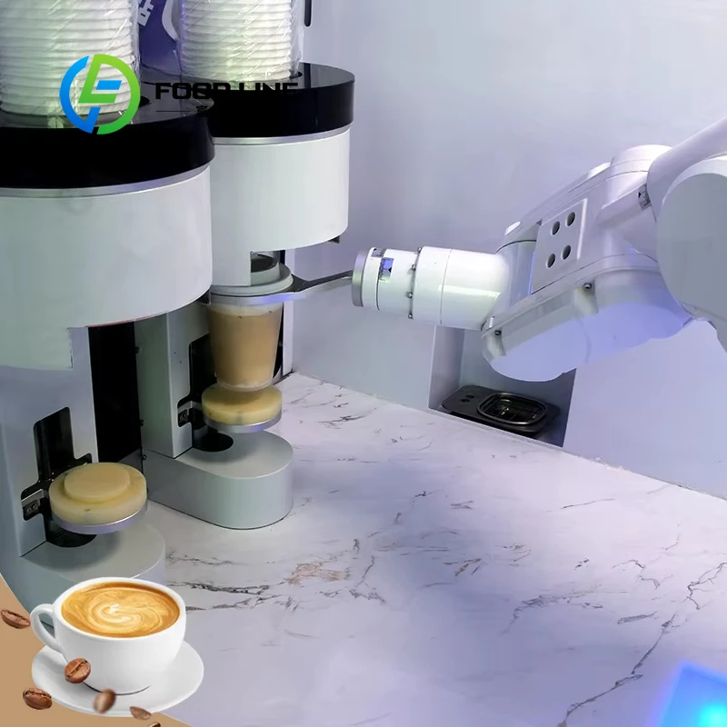 Geavanceerde koffie-automaat met robotarm, 200-300 capaciteit, creditcardbetaling, metalen behuizing, intelligente robotarmbesturing