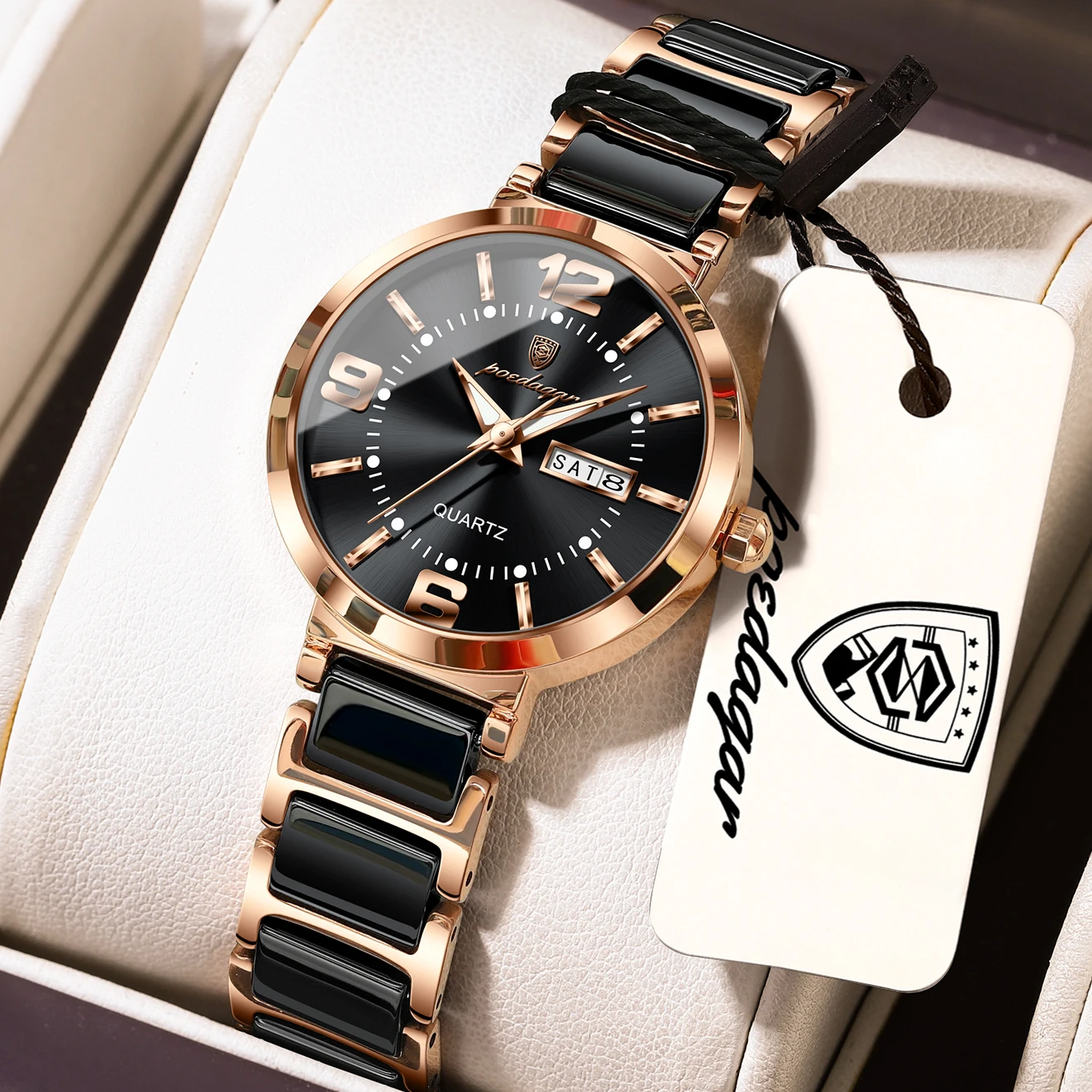 POEDAGAR Top Fashion Watches For Woman Waterproof Stainless Steel Quartz Luxury Ladies Watch Week Date Elegant Women Clock Reloj