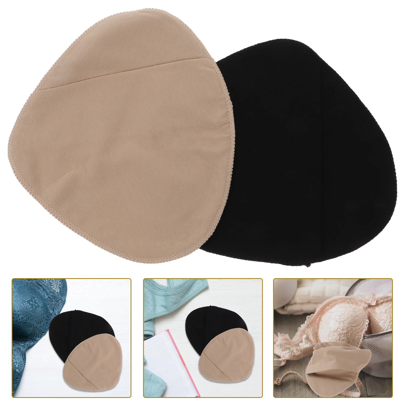 

2Pcs Breast Protector False Chest Cover Comfortable Mastectomy Prosthesis Sleeve Black Beige L Size Women Supply Bra Accessories