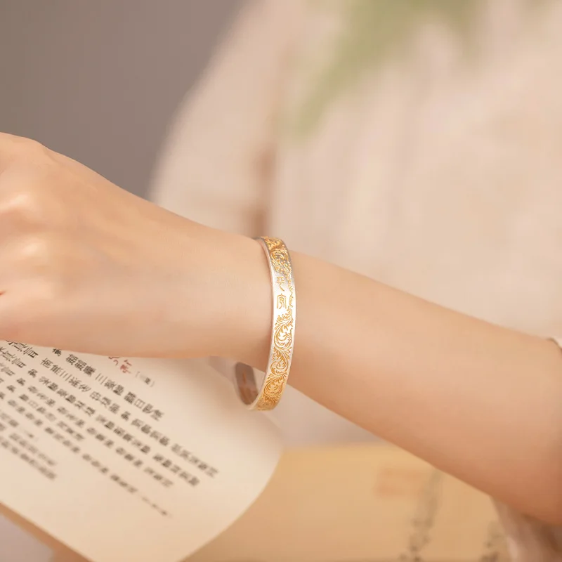 925 فضة سوار الذهبي الإسورة كلمة صينية رغبة جيدة خمر للمرأة فتاة خاتم هدايا مجوهرات أنيقة دروبشيب بالجملة