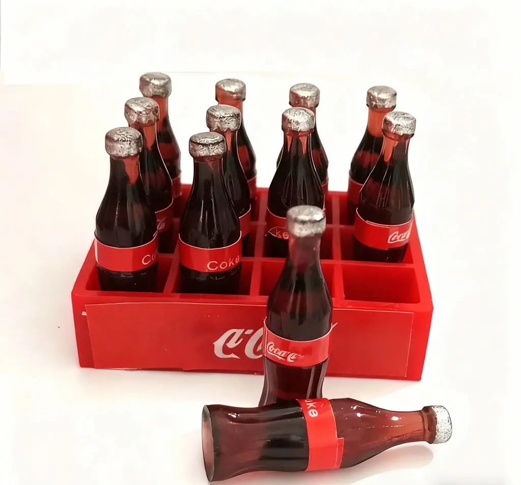 3picecs 1:12 مقياس زجاجات فحم الكوك المصغرة في سلة-ملحقات بيت الدمى BJD لتقوم بها بنفسك ديكور المناظر الطبيعية الصغيرة لعبة طعام مزيفة #5