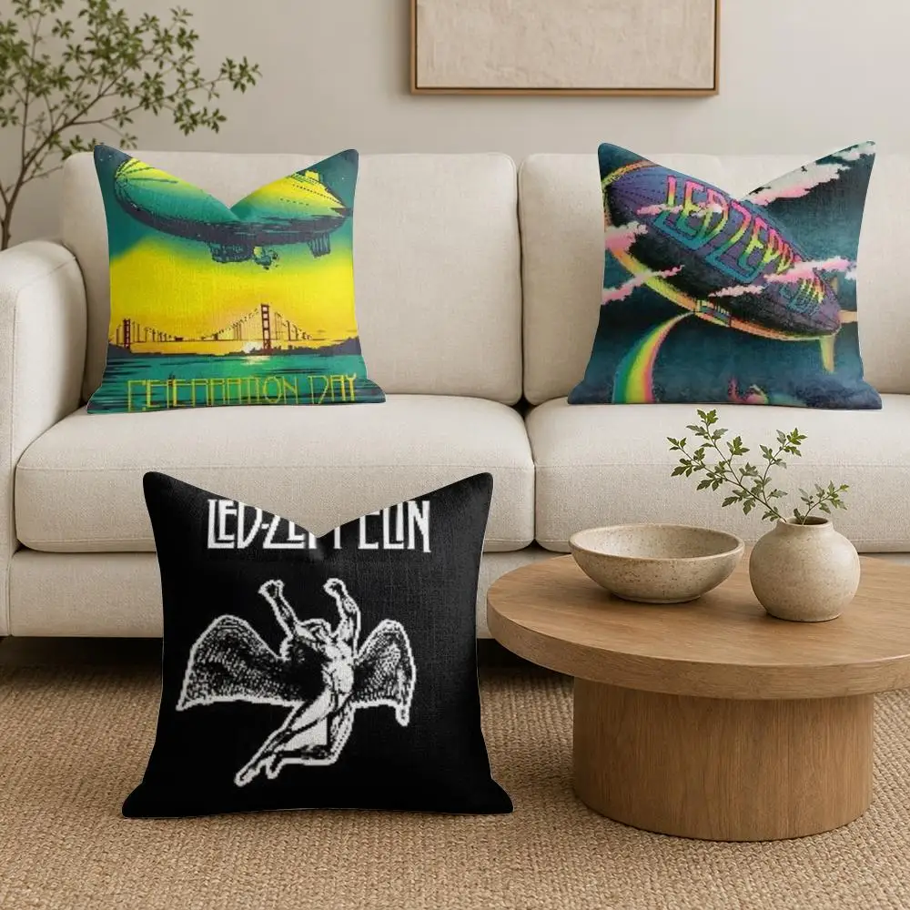 L-Led Z-Zeppelin Cushion Cover Plush Fabric Soft Double-Sided Printed Sofa Warm Winter Home Gift Pillow Cover