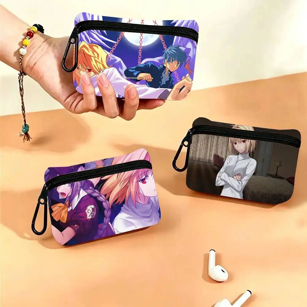 Anime Game M-Melty Blood Oxford Fabric Wallet With Zipper Hanging Multifunctional Bag For Credit Cards Keys Coins