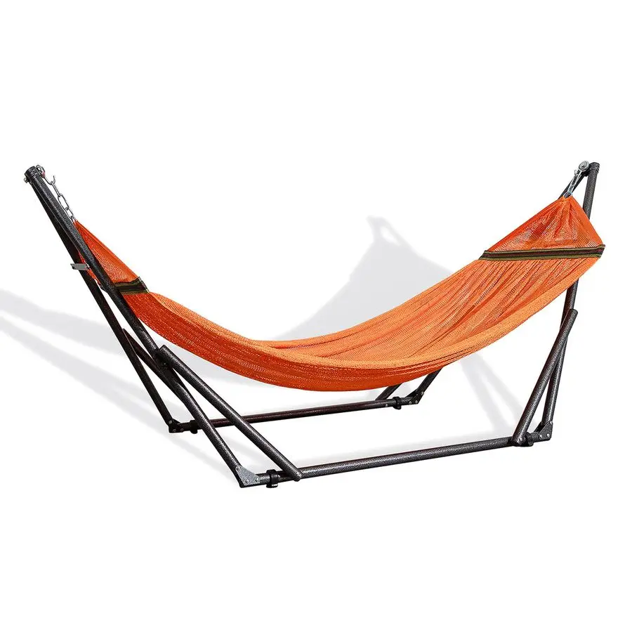 Hamaca con Soporte de Acero Plegable, Capacidad de 450 lbs, con Estuche de Transporte, Portátil y Ajustable, Perfecta para Acampar en la Playa en Verano