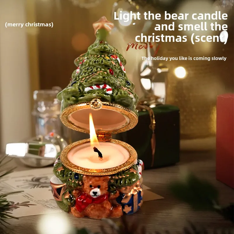 Christmas gift bear Christmas tree scented candles gift box creative cute fragrance birthday gift