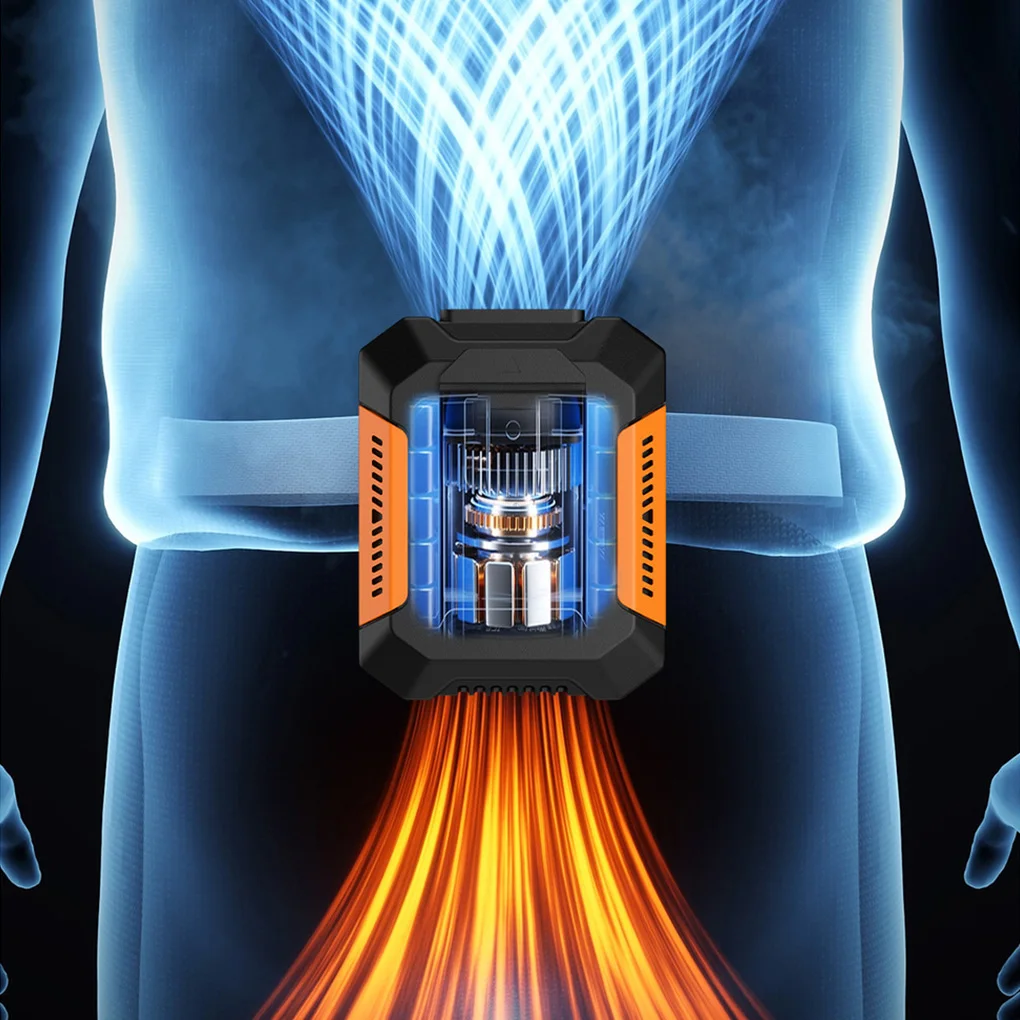 USB Waist Mounted Electric Fan 5000 Mah Rechargeable Anti Drop Shock Absorption Fan Portable 14000 RPM Flashlight Hanging Fan