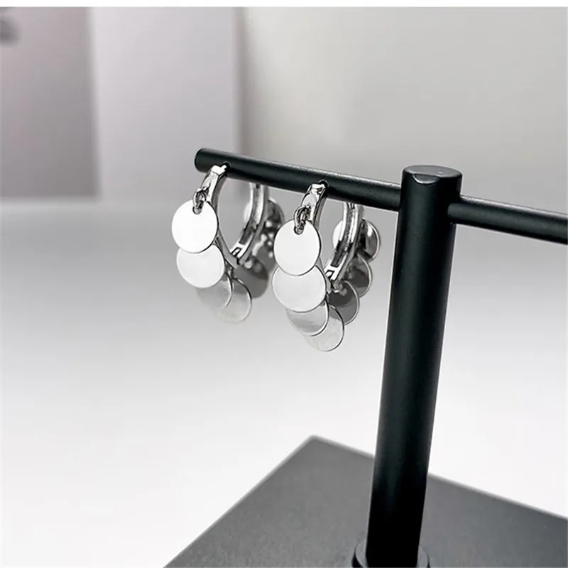 925 Sterling Silver Tassel Bead Piercing Hoop Earrings for Women Girls Elegant Bride Party Birthday Jewelry Wedding Gift Jlfjla