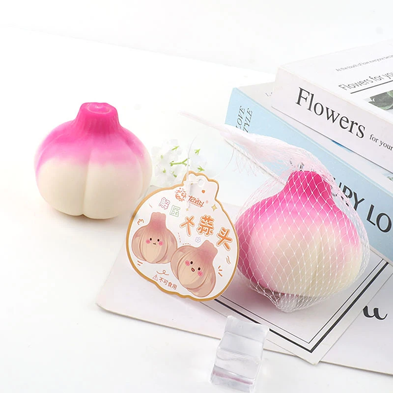 Creative Simulation Garlic Pinching Tricky Toy Cute Squeeze Slow Rebound Soft Decompression Toy Kid Stress Release Vent Toy Gift