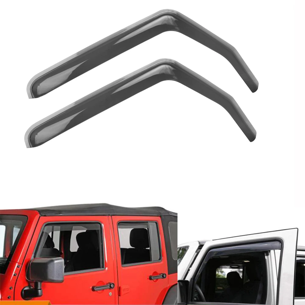 

Black Window Visor Sun Rain Guards Vent Shade Jeep Wrangler JK LANTSUN J360