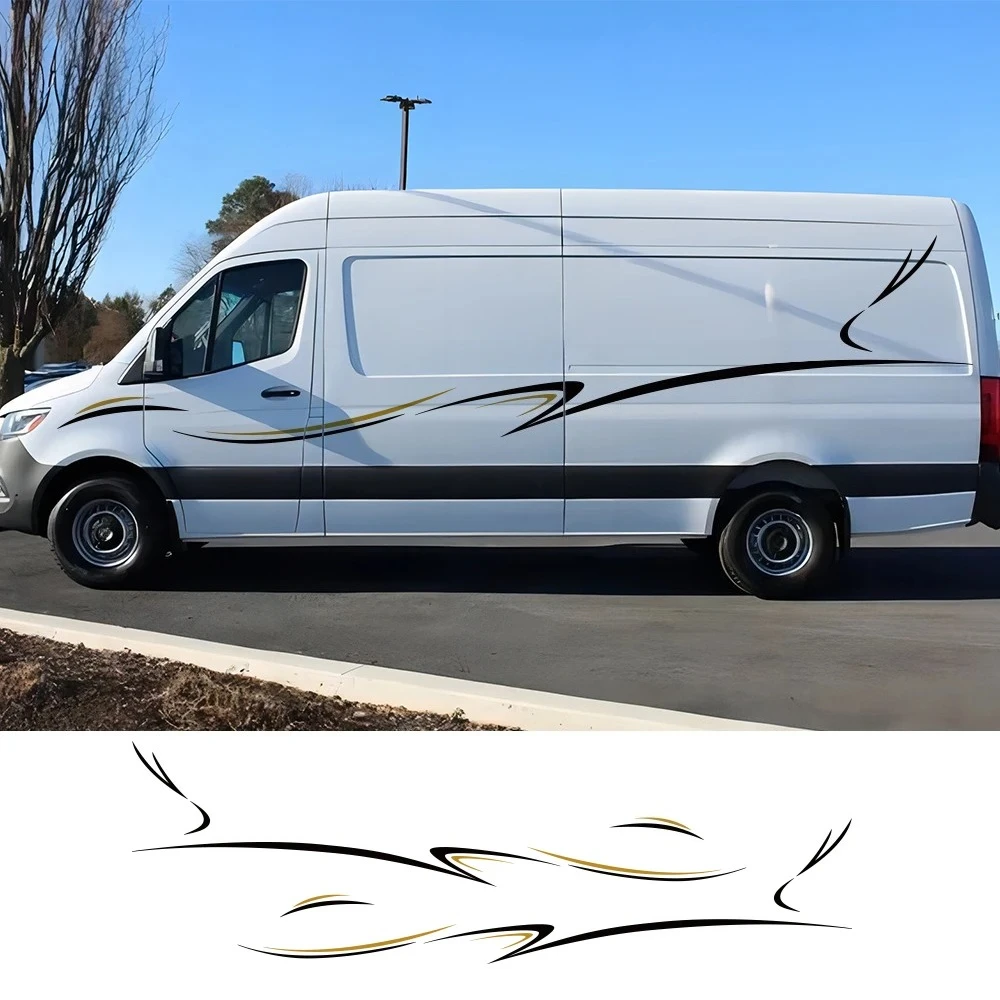 Car Door Side Stickers For Mercedes Benz Sprinter Camper Van Custom Stripes Graphics Vinyl Decals Auto Tuning Decor Accessories