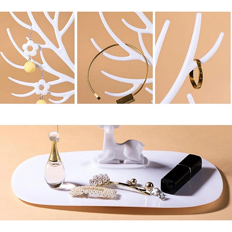 Little Deer Tree Jewelry Display Stand Bandeja, brincos, colar, anel, pingente, pulseira, prateleiras de armazenamento, organizador, titular