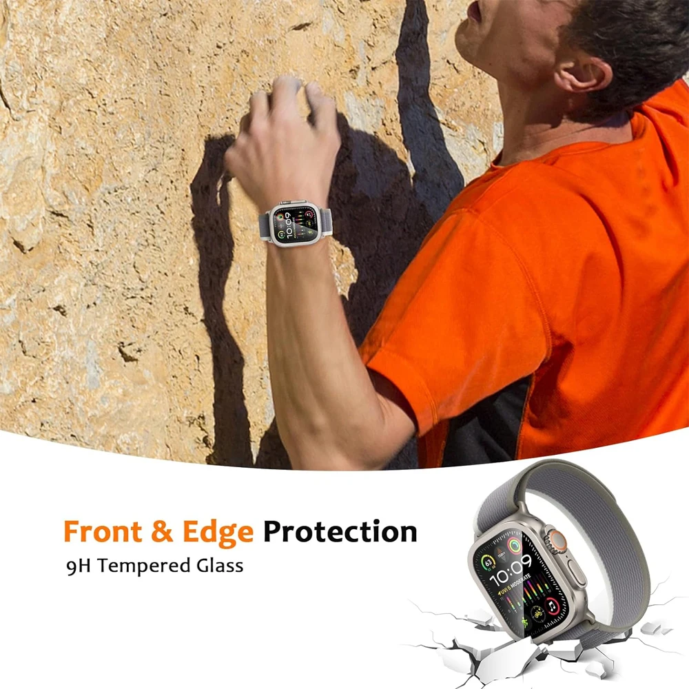 Защитный экран для Apple Watch Ultra 49 мм, аксессуары, рамка из титанового сплава + HD закаленное стекло, защитный чехол для iWatch ultra 2