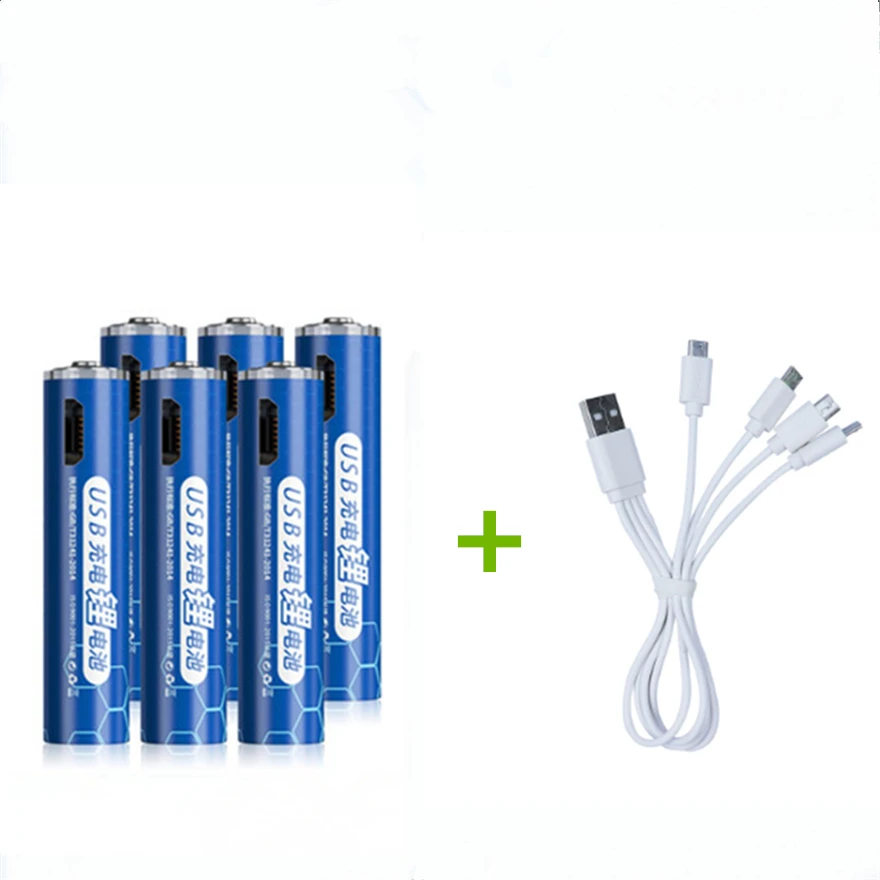 Batería recargable de litio, pila de 1,5 v, 1000mWh, AAA, USB, carga rápida a través de cable Micro USB, novedad