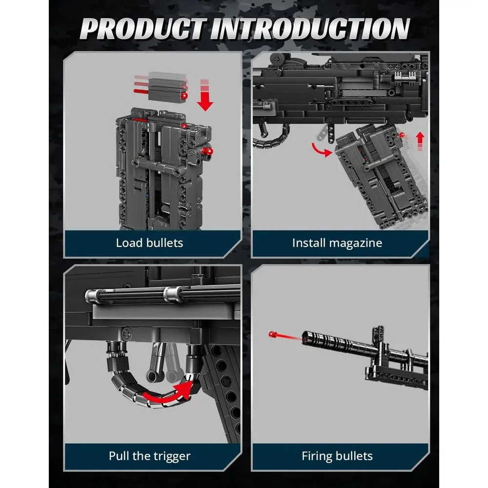 Set di blocchi da costruzione per cecchino MK14 - Mattoni giocattolo militari da 1468 pezzi per bambini e adulti