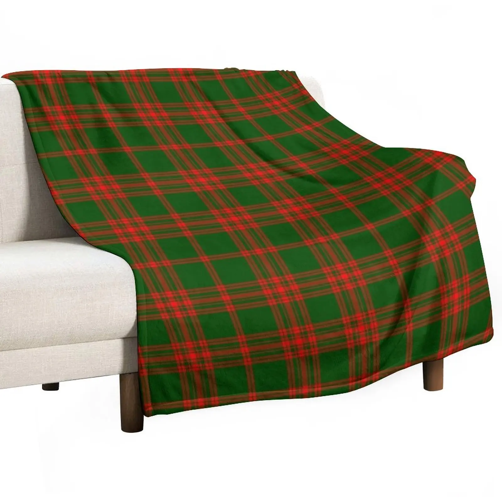 Clan Menzies Tartan Throw Blanket Beach Blanket Plaid on the sofa