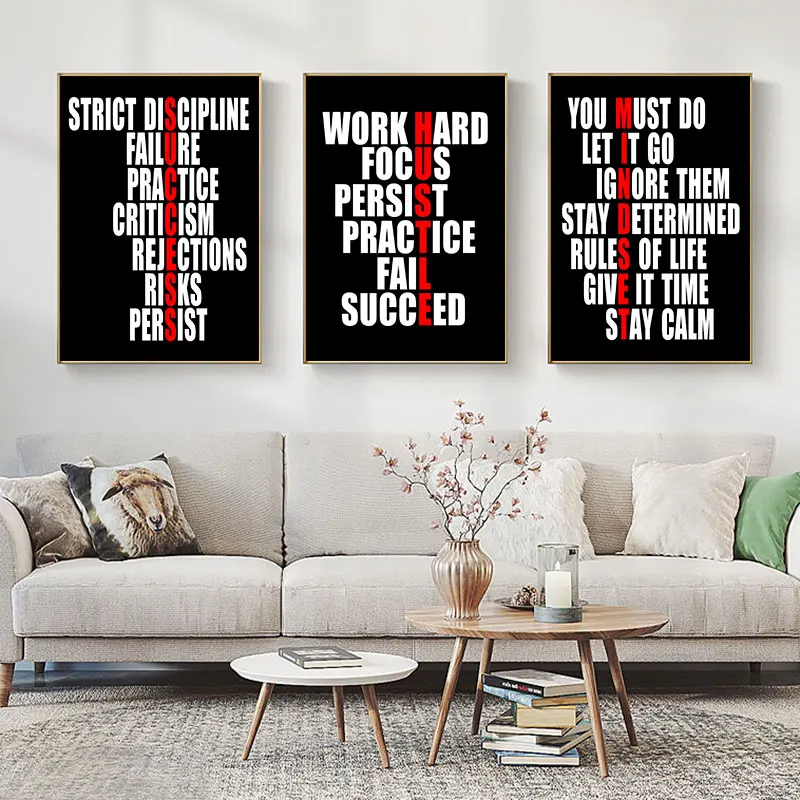 Simple Black and White Style Inspirational Words Canvas Art Poster Prints Modern Motivational Wall Decor for Home Office