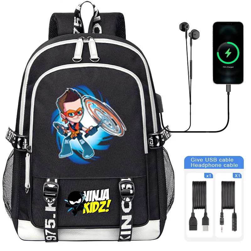 

Cartoon Ninja Kidz Kids Backpack Schoolbag for elementary school students NinjaKidz USB Large Capacity Boy Girl Backpack Mochila