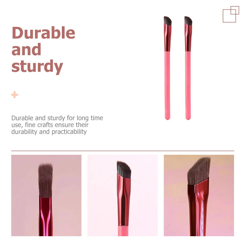 Zestaw 2 pędzli do makijażu z kątowym końcem do brwi, cieni do powiek, różu, eyelinera, pędzel do blendowania, profesjonalny zestaw do makijażu