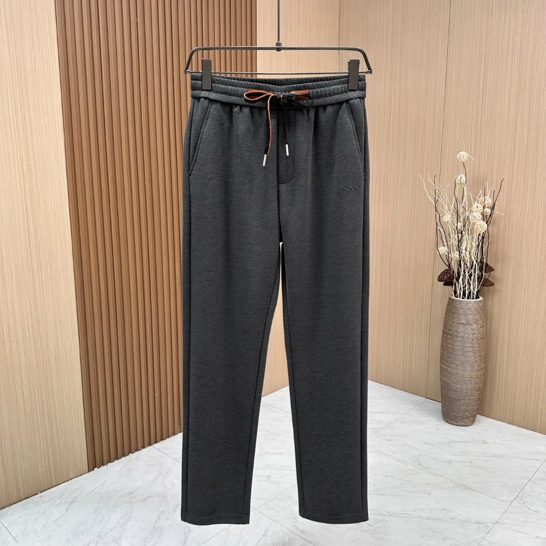 

Faionable Embroidered Dstring Casual Pants Men's Simple Sle Autumn Winter New Arrival Straight Leg mid Waist Trousers