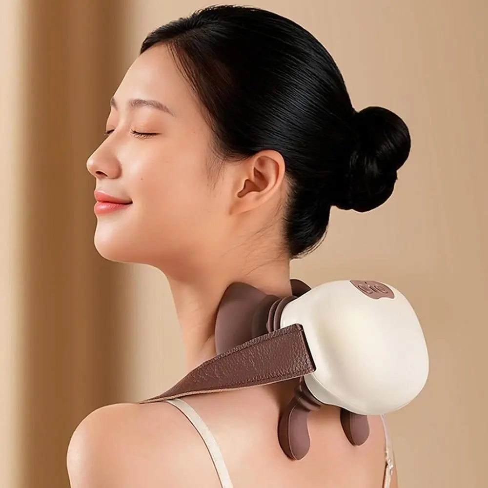 

Беспроводная электрическая массажная подушка для глубокого массажа шеи с подогревом, функцией разминания и 3-скоростной регулировкой, регулируемый ремень