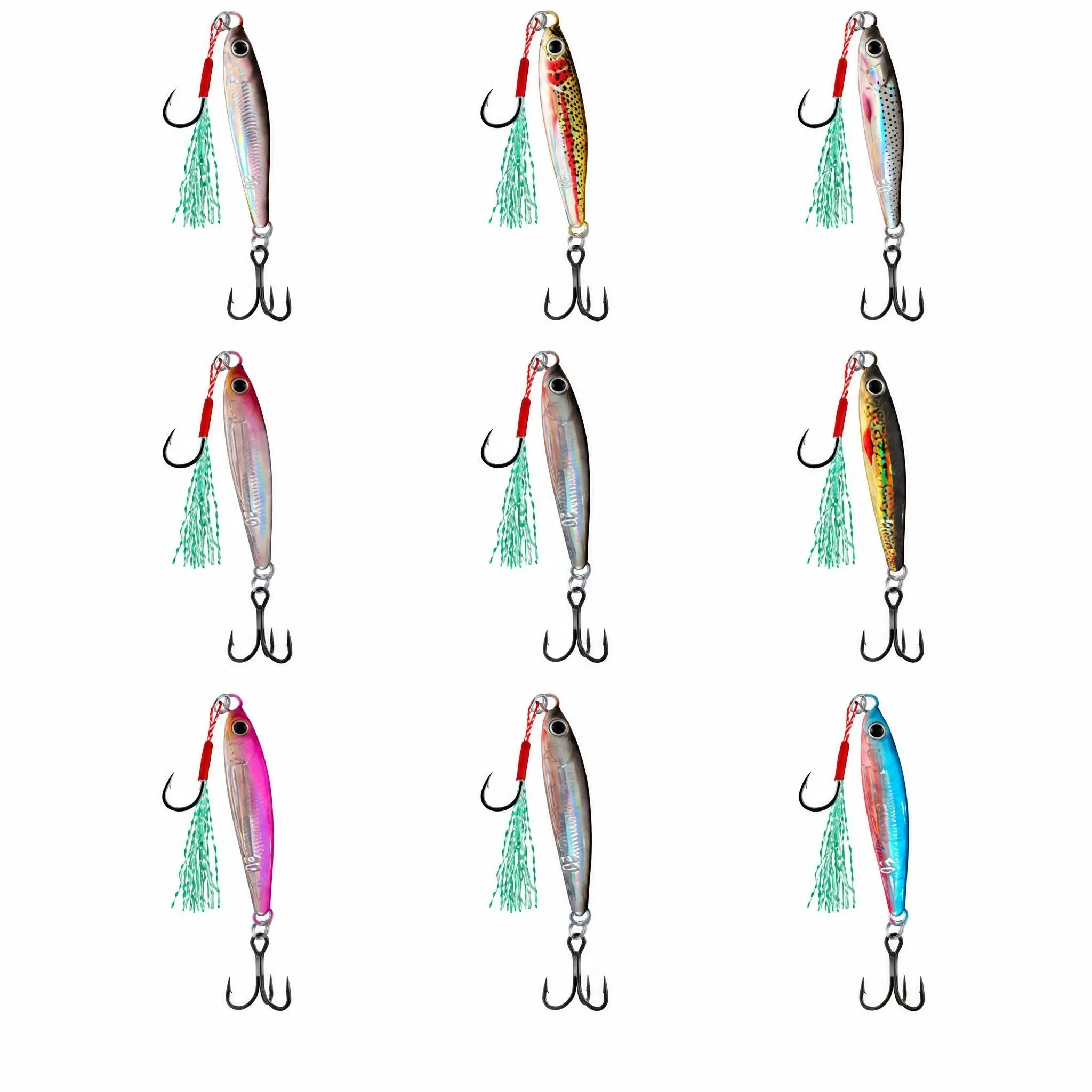 Metal Jig Fishing Lure Sinking Casting Jig Bait Laser Artificial Hard Bait With Assist Hook Treble Hook Sea Bass Fishing Tackle