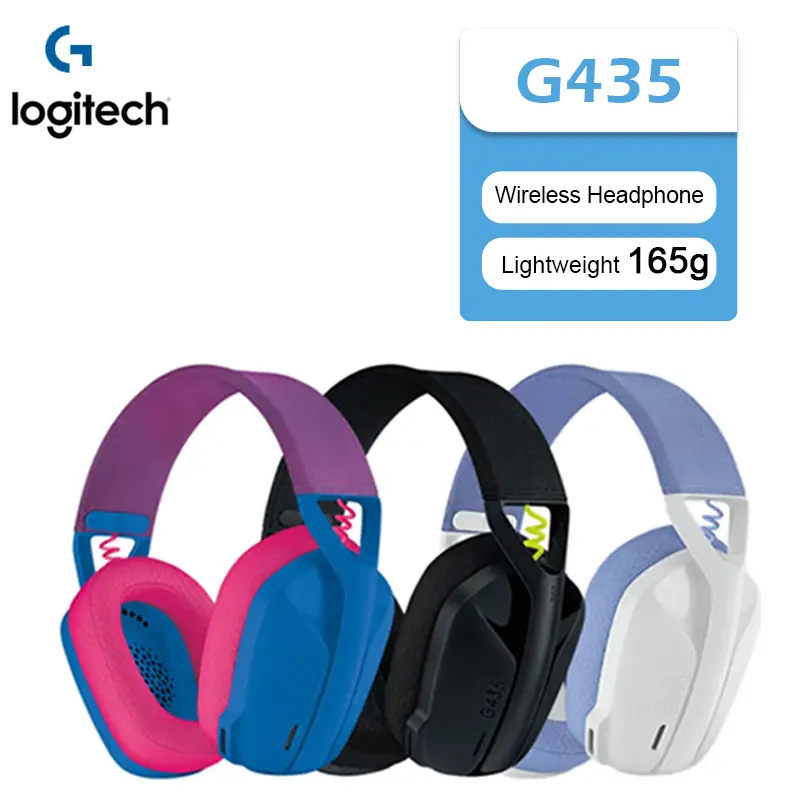 Logitech G435 LIGHTSPEED Fone de ouvido gamer sem fio USB Bluetooth/conexão 2.4 G Microfone embutido Fone de ouvido para jogos para PC/PS