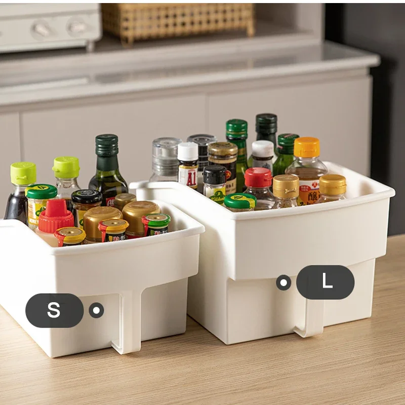 SHIMOYAMA Cabinets Storage Box Kitchen Under Sink Drawer Organizer Boxes with Handle Plastic Spice Stackable Sundry Container