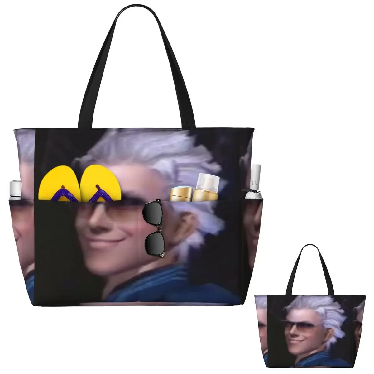 Vergil From The Devil May Cry Seri Beach Tote Bag Sport Gym Yoga Duffle Large Tote Bag Women Travel Bag Fitness bag