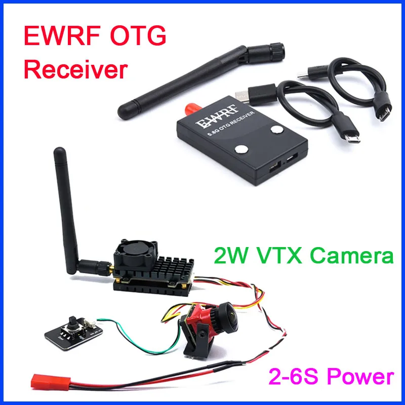 EWRF 5.8G 48CH OTG Receiver UVC with 2000mW VTX Camera and Starlight HDR OSD 1200TVL fpv camera 1.66mm Lens for RC Playing Parts