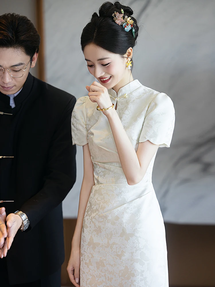 

Champagne Colored Cusizable Engagement Wedding Dr Small Size New Chinese Sle Bride Gown Dr