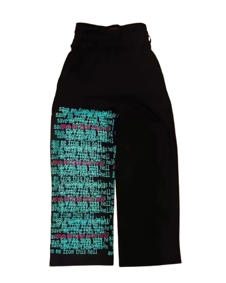 Y2K Mens Womens Hip Hop Lettering Baggy Pants Low Waist Casual Wide Leg Casual Trousers Streetwear Retro Double Layer Sweatpants