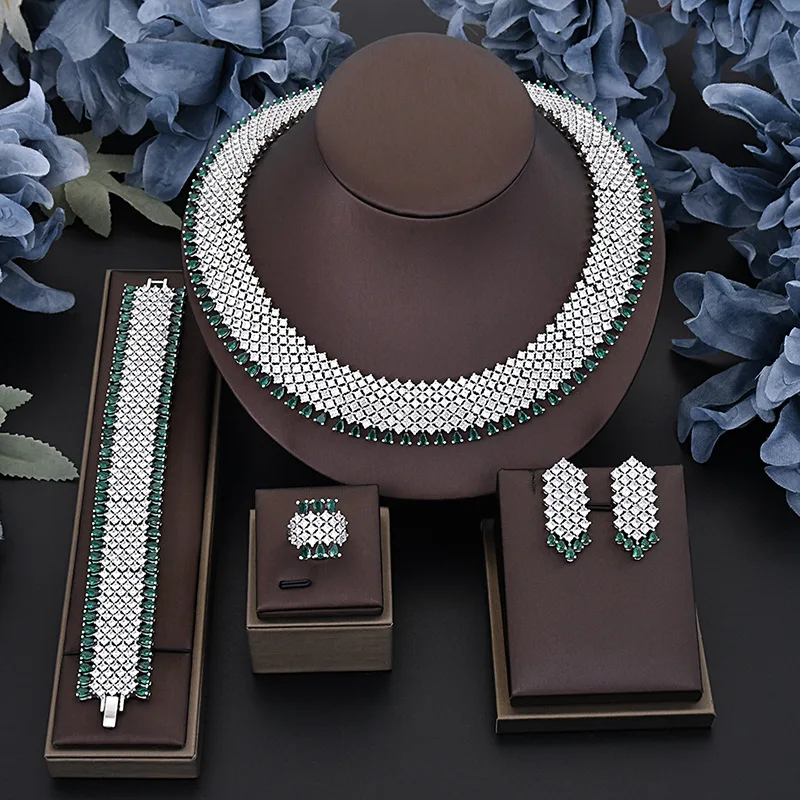Summer 2026 High-end Women's Zircon pendant jewelry Set, Light Luxury Evening Earrings, Necklace, Wedding Accessories