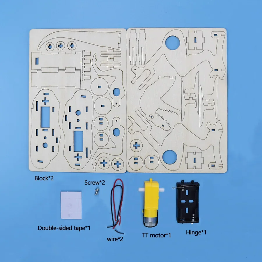 DIY Kit Dinosaur T Rex 3D Model STEM Basics Science Toys for Boys Electric Crawling Wood Model Assembly Puzzle Teen Friends Gift