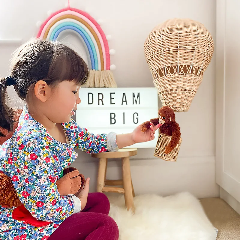 Handmade Hot Balloon Kids Room Decoration Nordic Children Bedroom Kindergarten Rattan Woven Hot Air Balloon Wall Hanging Decor