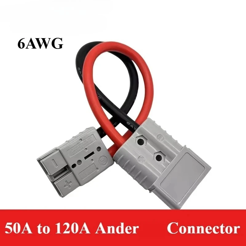 50A GrayPlug to 120A Plug Connector 6AWG Silicone Wire Extension Connection Conversion Line ForForklift Battery Charging Adapter