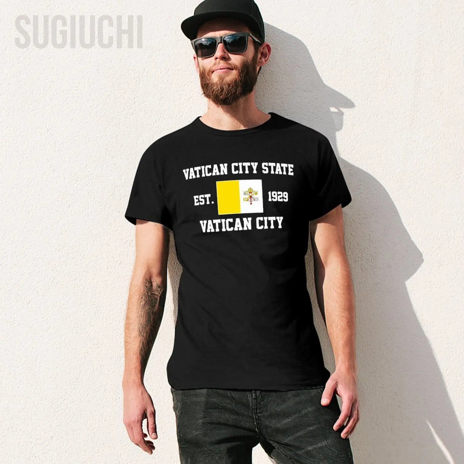 Patriotic Flag Vatican City EST.1929 State Men Tshirt Tees T-Shirt O-neck T Shirts Women Boys Clothing 100% Cotton